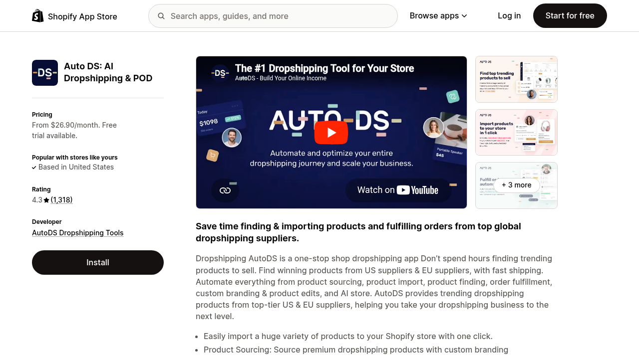 Screenshot of https://apps.shopify.com/autods