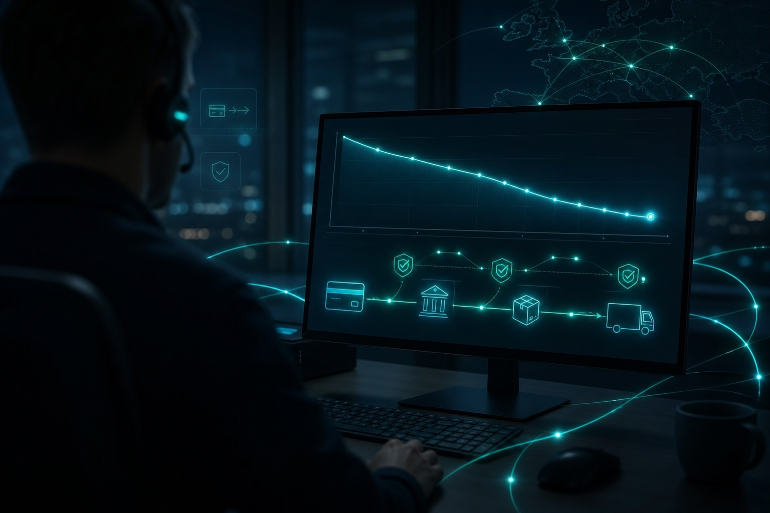 Operator monitort dispute rate op een dashboard om chargebacks en disputes in e-commerce te voorkomen