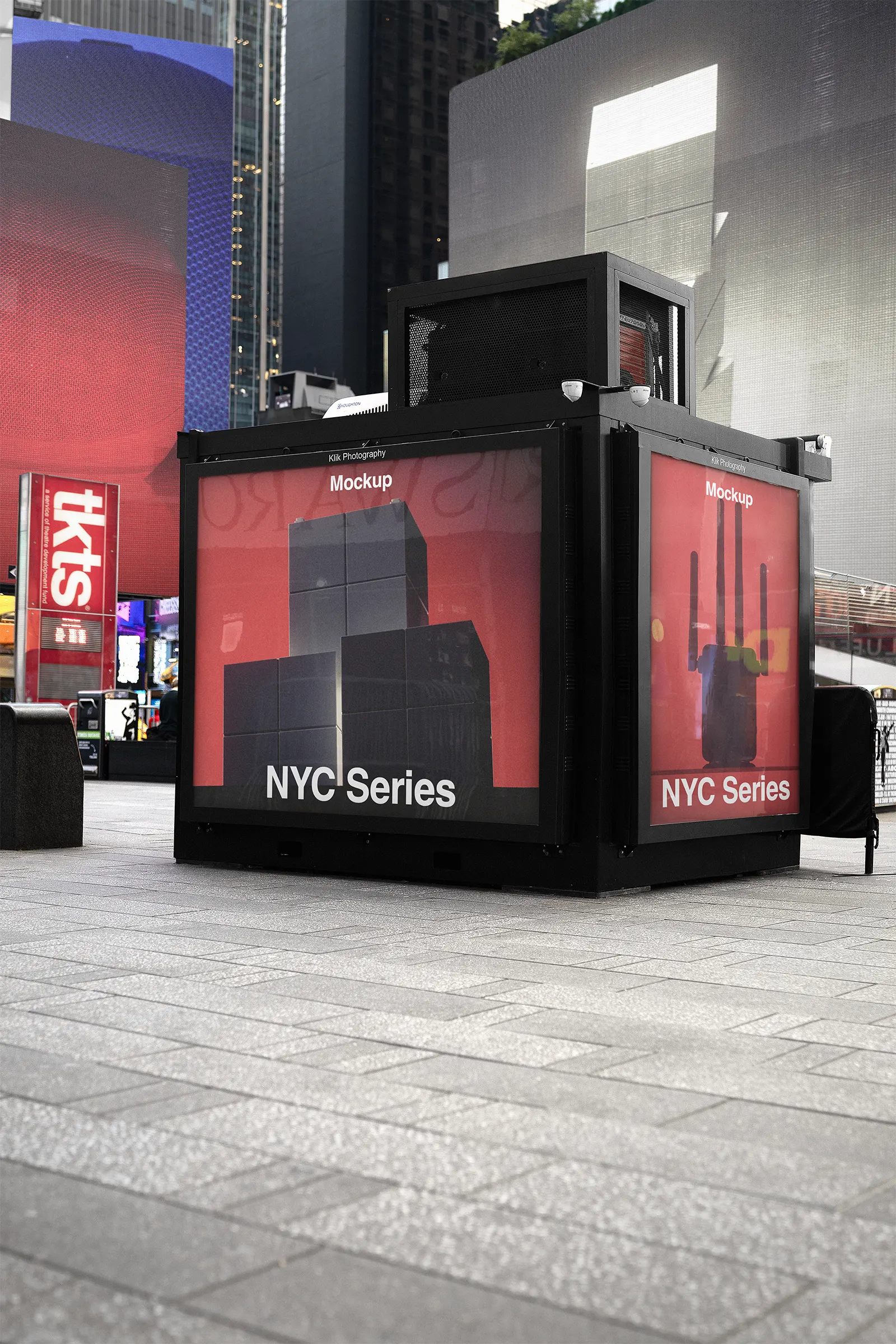 Digital billboard mockup on Times Square, Broadway, New York, United States - NY poster screen photoshop mockup for graphic design US23NY0930