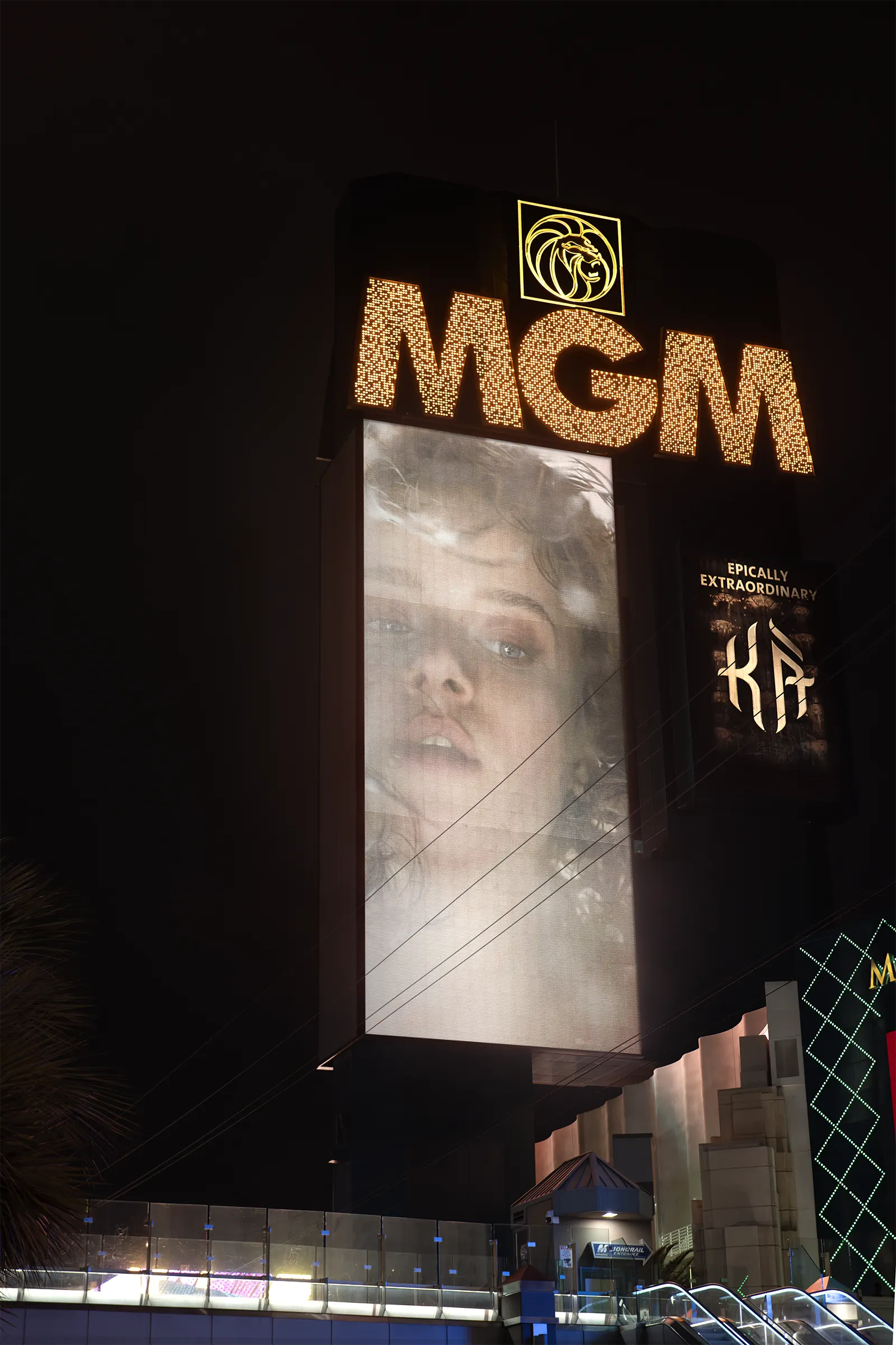 Digital screen billboard mockup on a casino in Las Vegas, Nevada, United States - billboard poster photoshop mockup for graphic design US23WEST0576