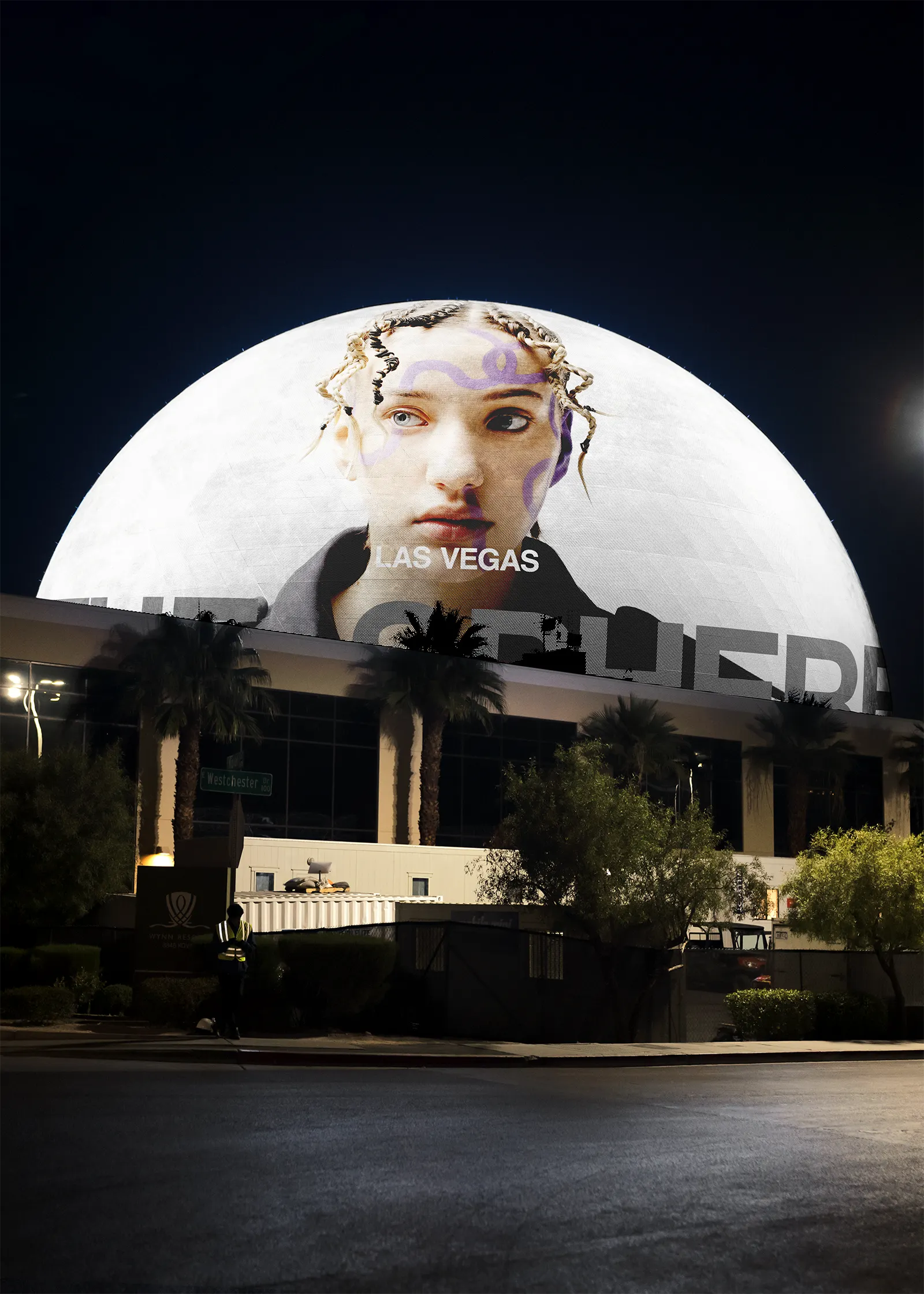 Billboard digital screen mockup on The Sphere concert venue in Las Vegas, Nevada, United States - photoshop mockup for graphic design 