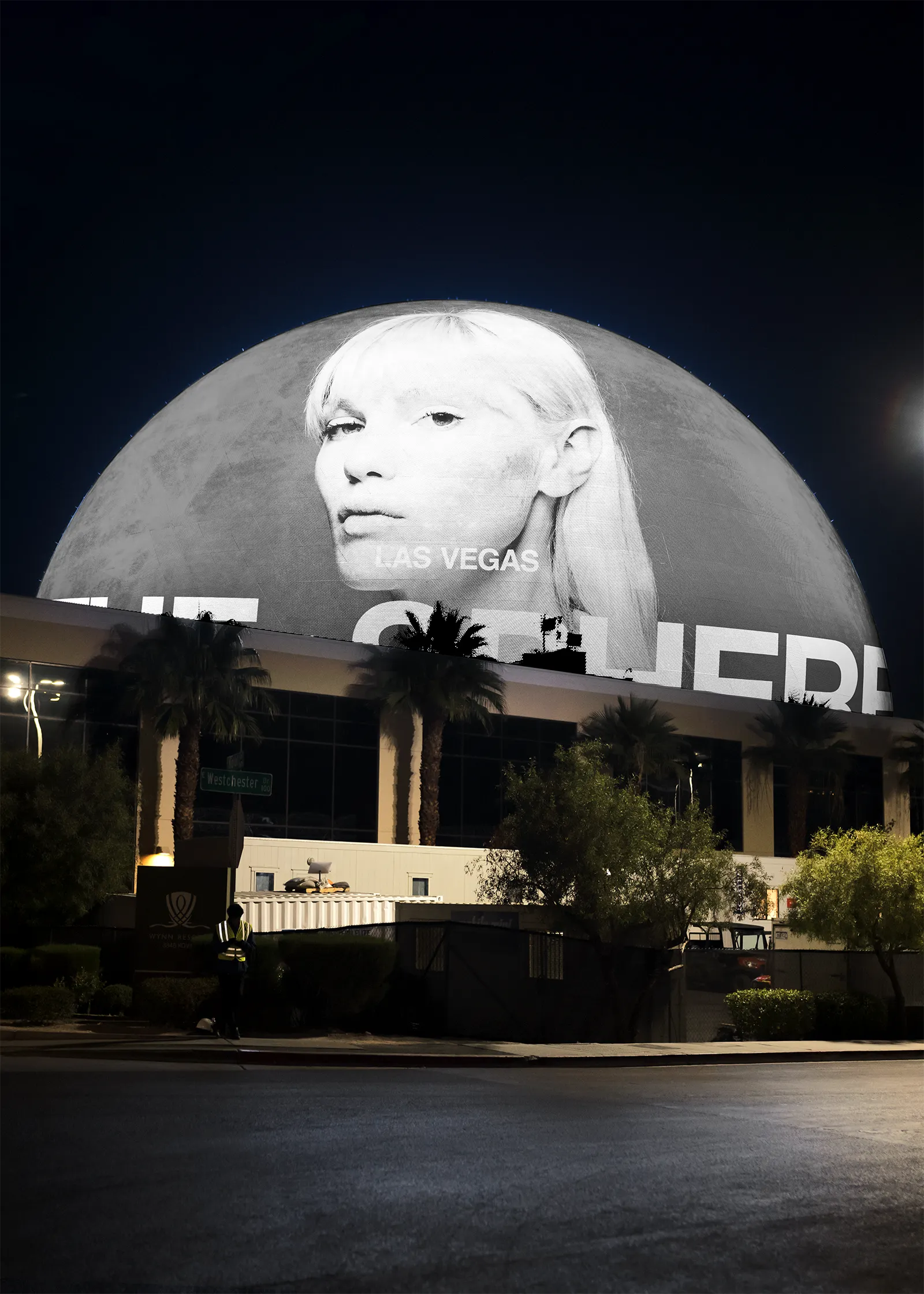 Billboard digital screen mockup on The Sphere concert venue in Las Vegas, Nevada, United States - photoshop mockup for graphic design 