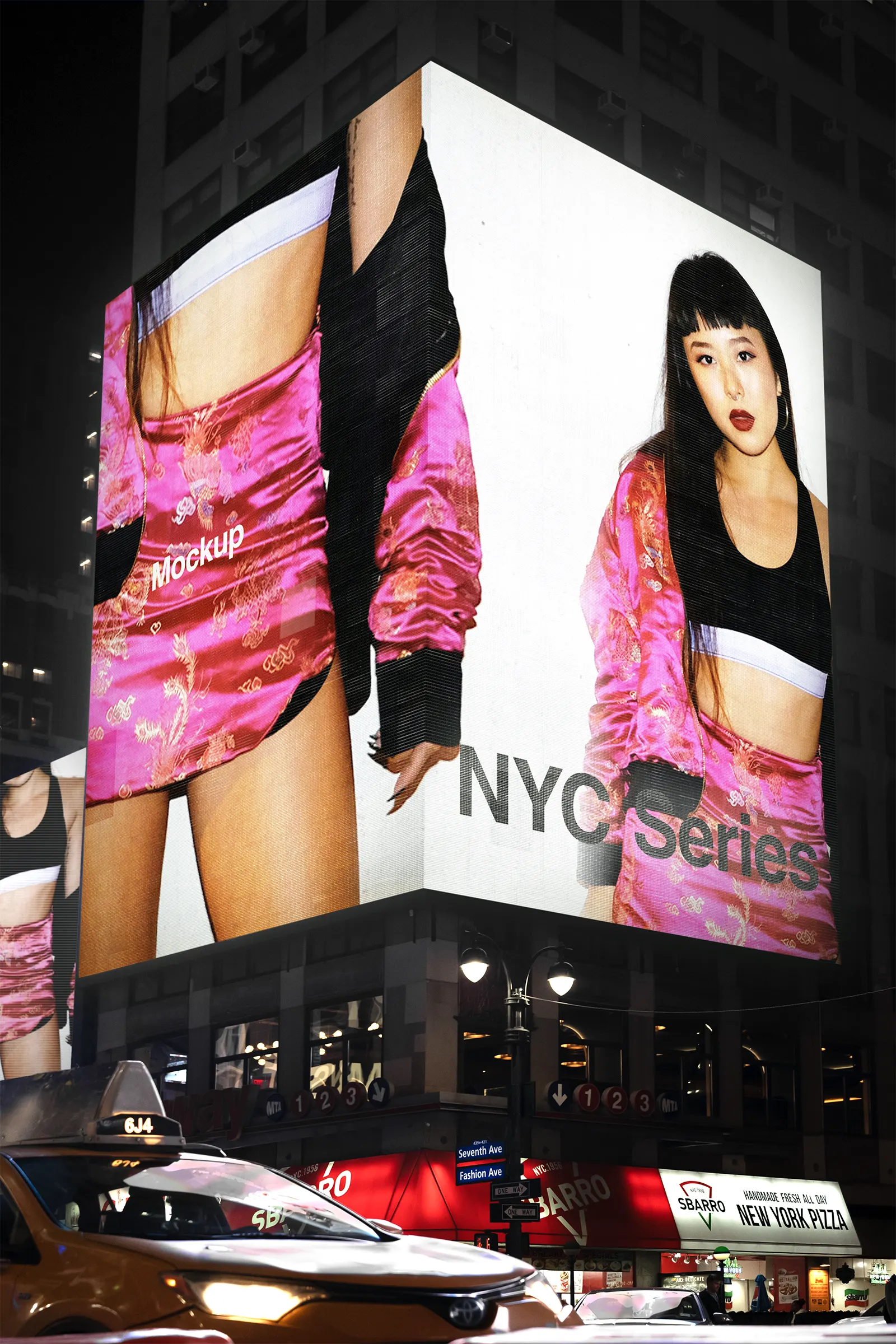 Billboard screen mockup at the Madison Square Garden venue in Manhattan, New York, United States - NY poster photoshop mockup for graphic design US23NY0848