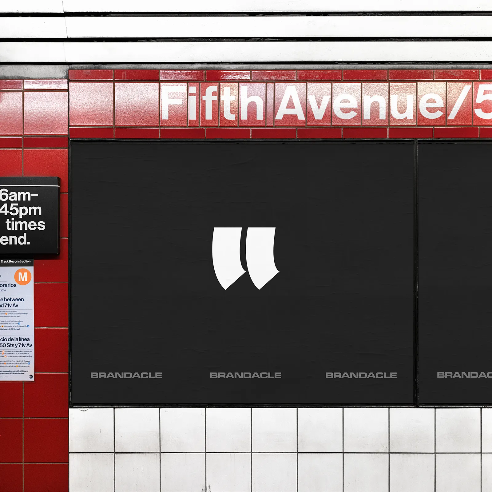 Digital poster billboard mockup in the subway, Manhattan, New York City, United States - NY underground screen photoshop mockup for graphic design US23NY1431