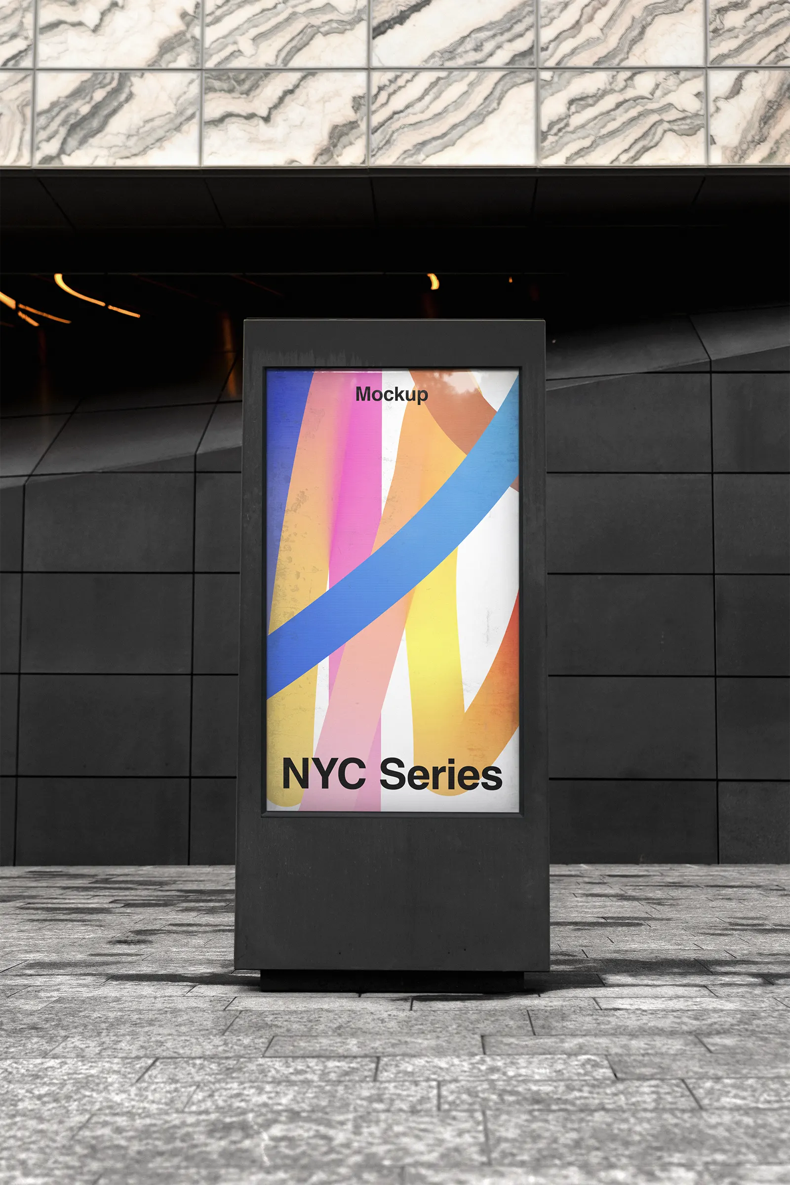 Digital screen mockup in New York, United States - NY poster billboard photoshop mockup for graphic design US23NY0174
