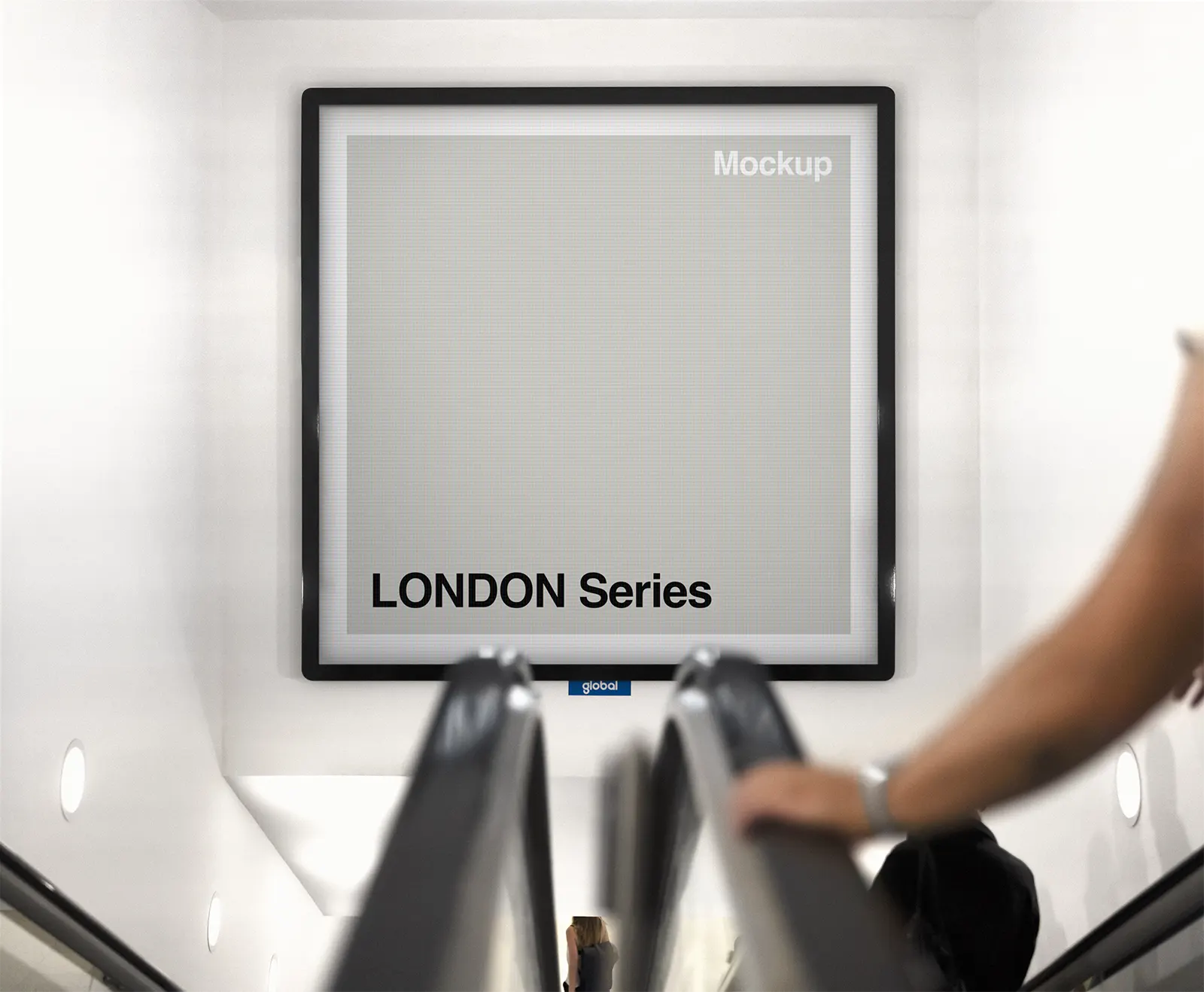 Digital poster mockup at Gatwick Airport, United-Kingdom, UK - subway billboard screen photoshop mockup for graphic design UK23LON0018
