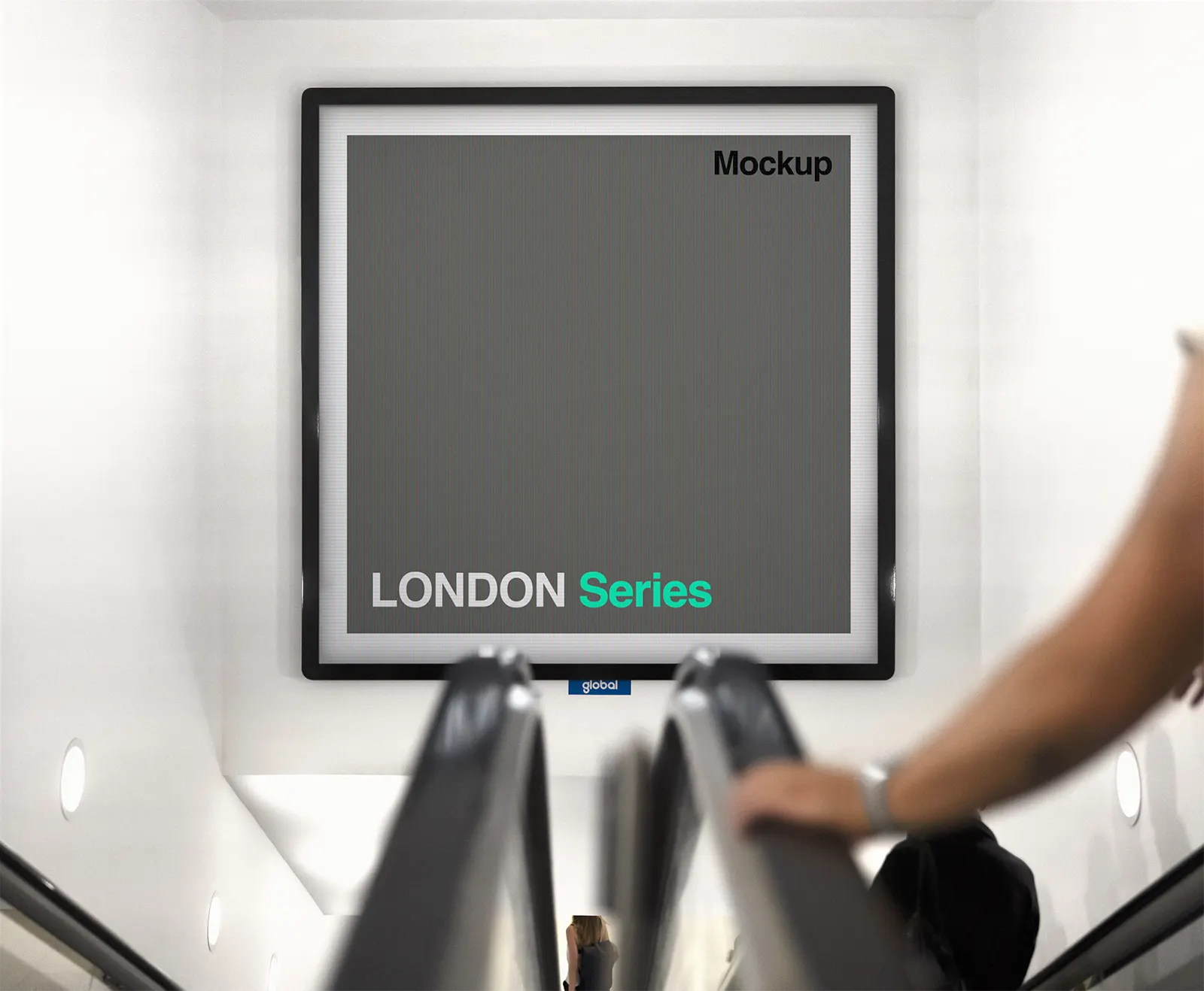 Digital poster mockup at Gatwick Airport, United-Kingdom, UK - subway billboard screen photoshop mockup for graphic design UK23LON0018