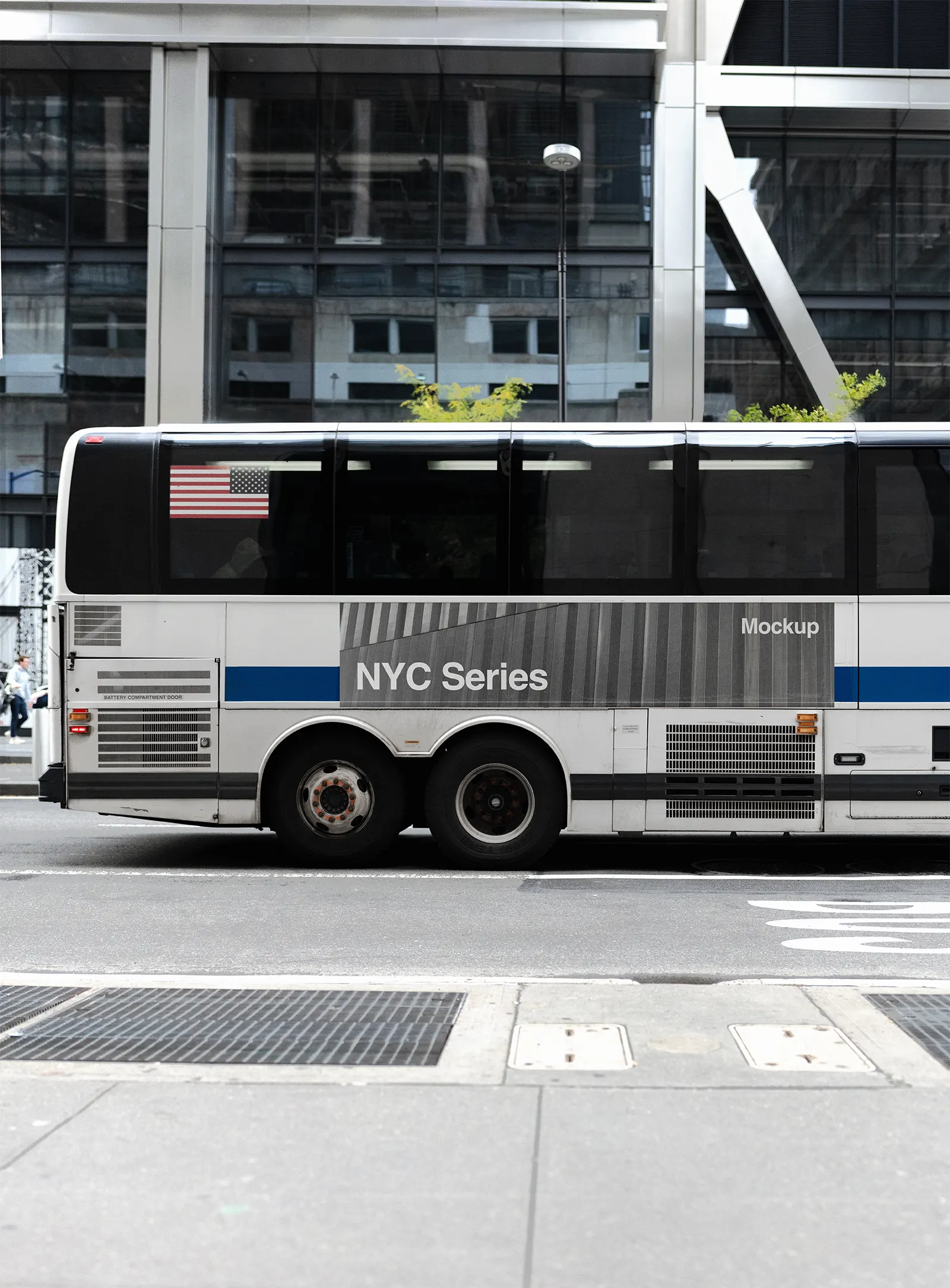 Billboard poster mockups on a bus in New York City, Manhattan, United States - NY photoshop mockup for graphic design US23NY0198
