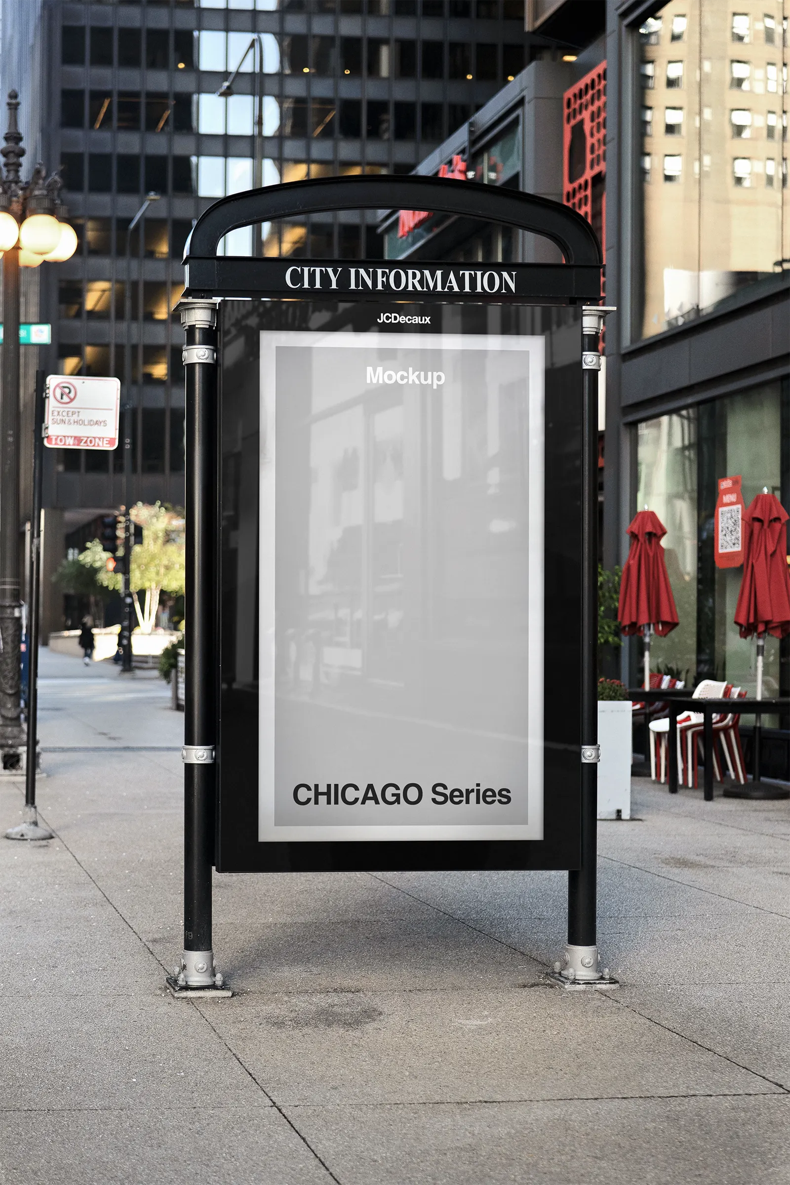 Billboard screen mockup in Chicago, Illinois, United States - poster photoshop mockup for graphic design US23CHI0400