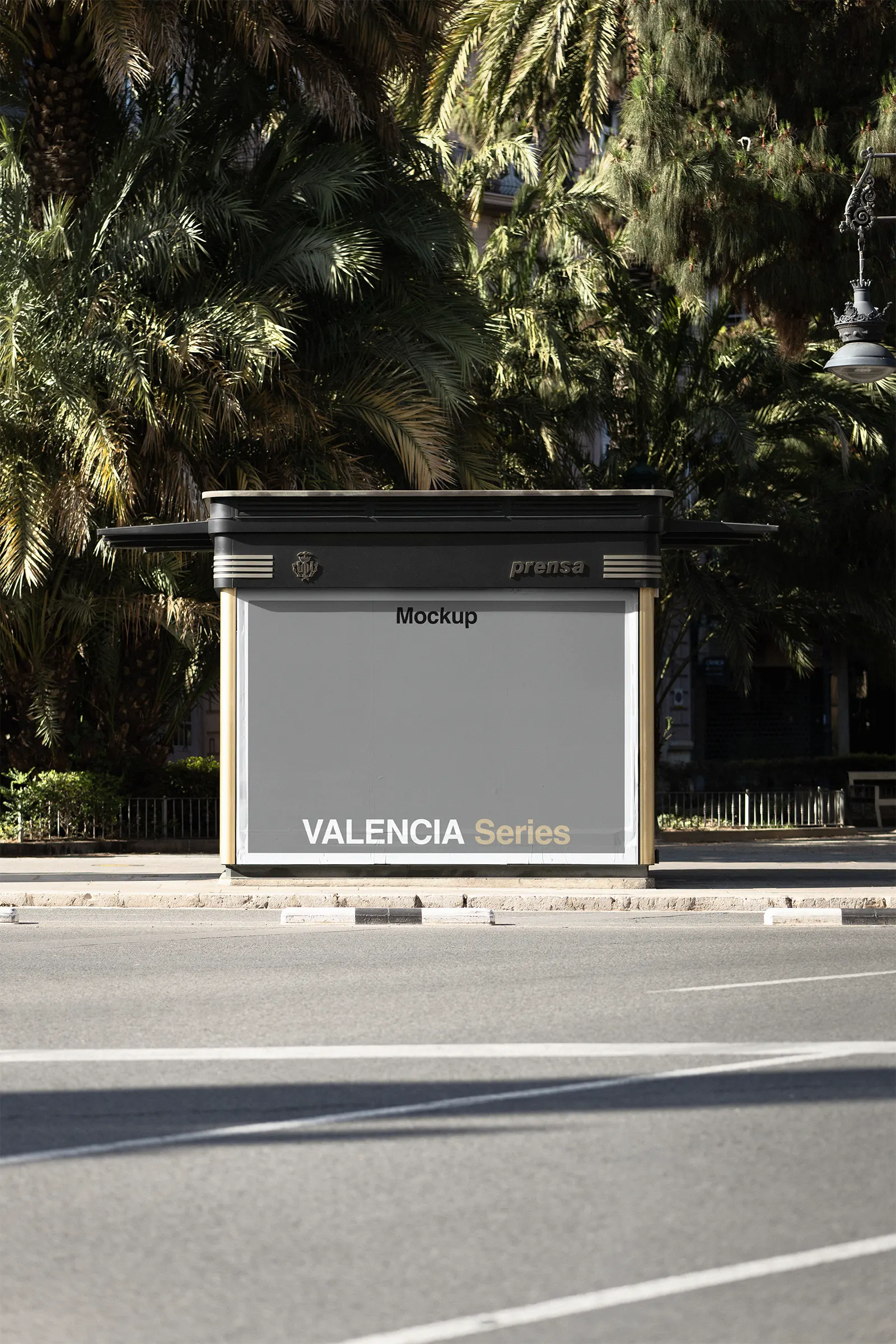 Billboard poster mockup on a passing avenue in Valencia, Spain - screen photoshop mockup for graphic design SP24VLC048