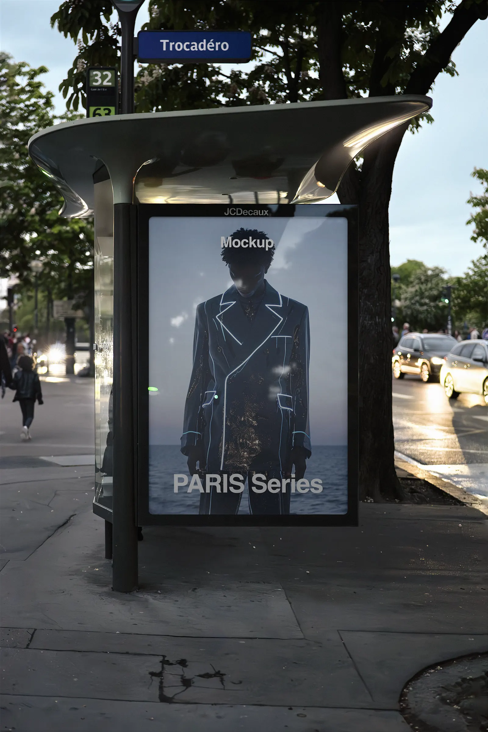 Poster mockup in Paris, France - bus shelter mockup for graphic design FR23PRS0099