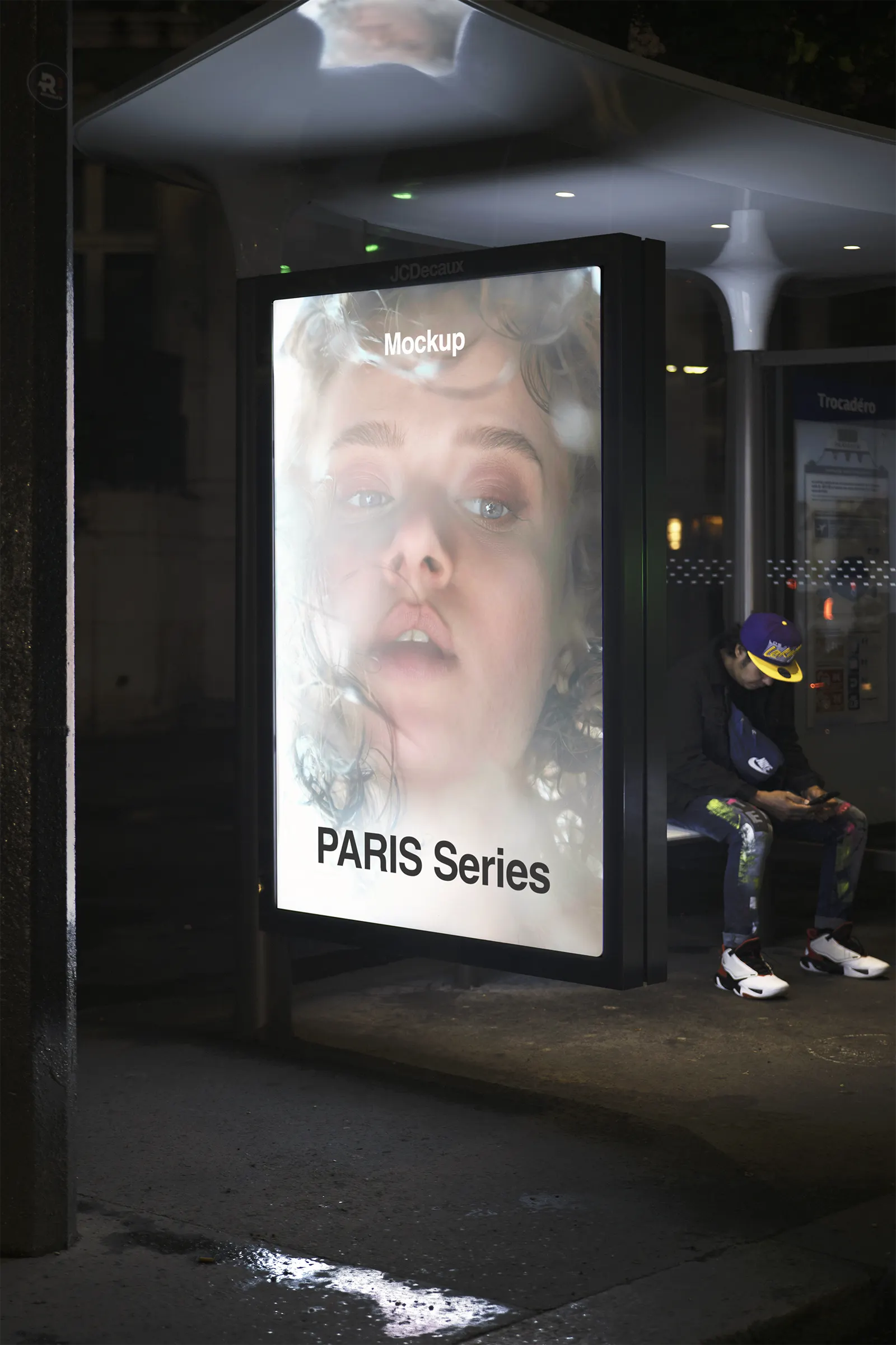 Poster mockup in Paris, France - bus shelter mockup for graphic design FR23PRS0106
