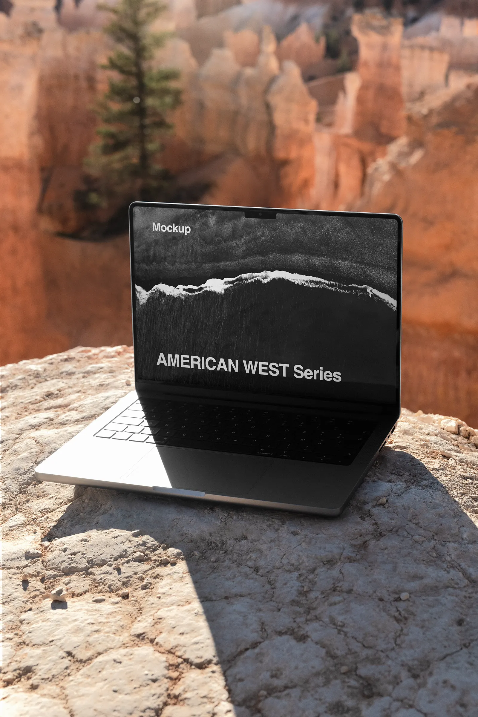 Laptop screen mockup at Bryce Canyon, Utah, United States - photoshop mockup for graphic design US23WEST0811
