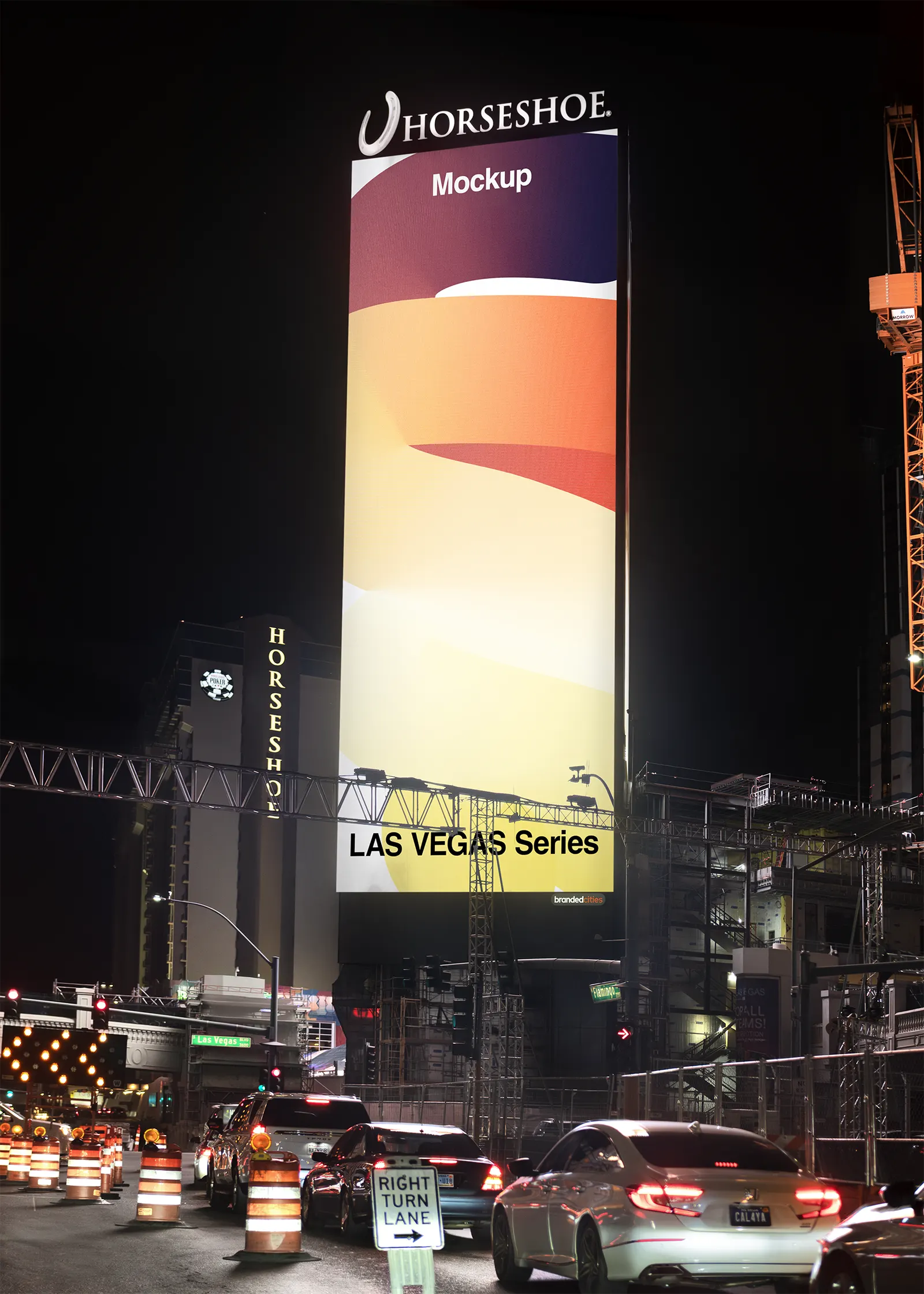 Billboard mockup on a casino in las vegas, nevada, united states - screen photoshop mockup for graphic designers US23WEST0524