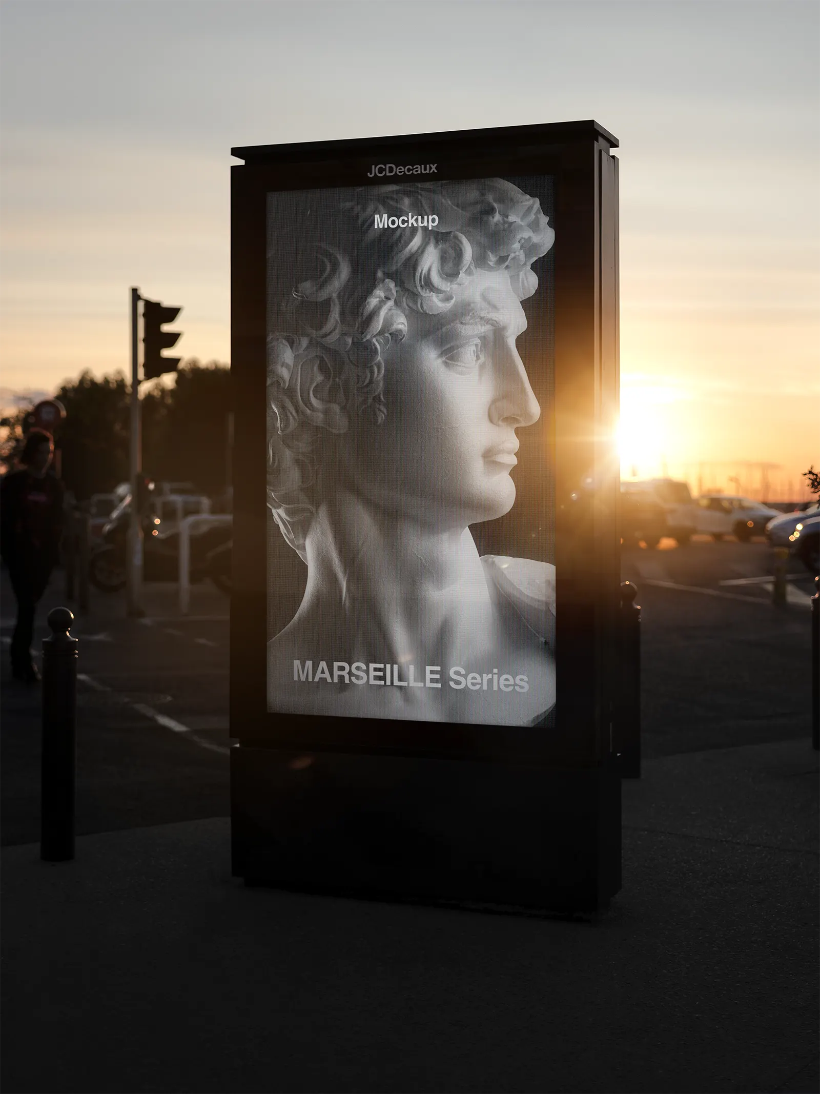 Poster mockup in Marseille, France - bus shelter billboard photoshop mockup for graphic design FR23MRS004
