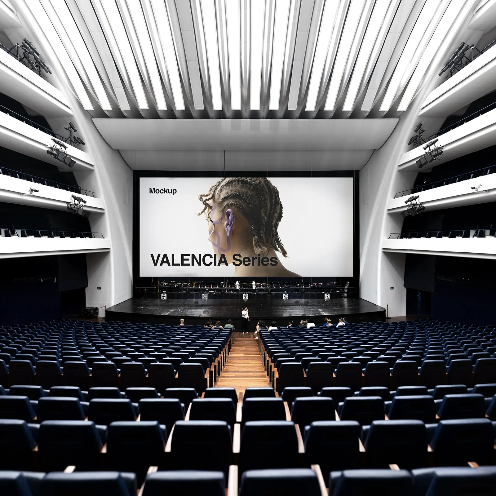 Screen mockup at the Opera House in Valencia, Spain - billboard photoshop mockup for graphic design SP23VLC115