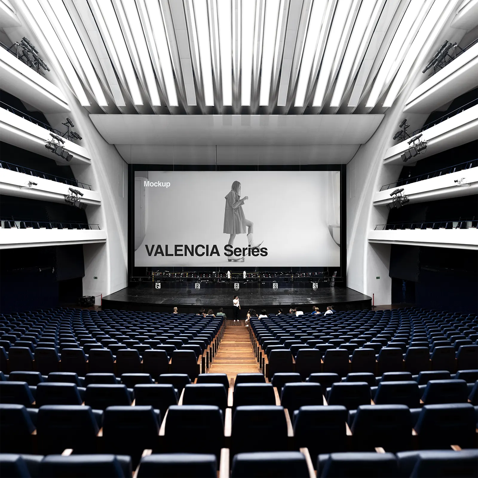 Screen mockup at the Opera House in Valencia, Spain - billboard photoshop mockup for graphic design SP23VLC115