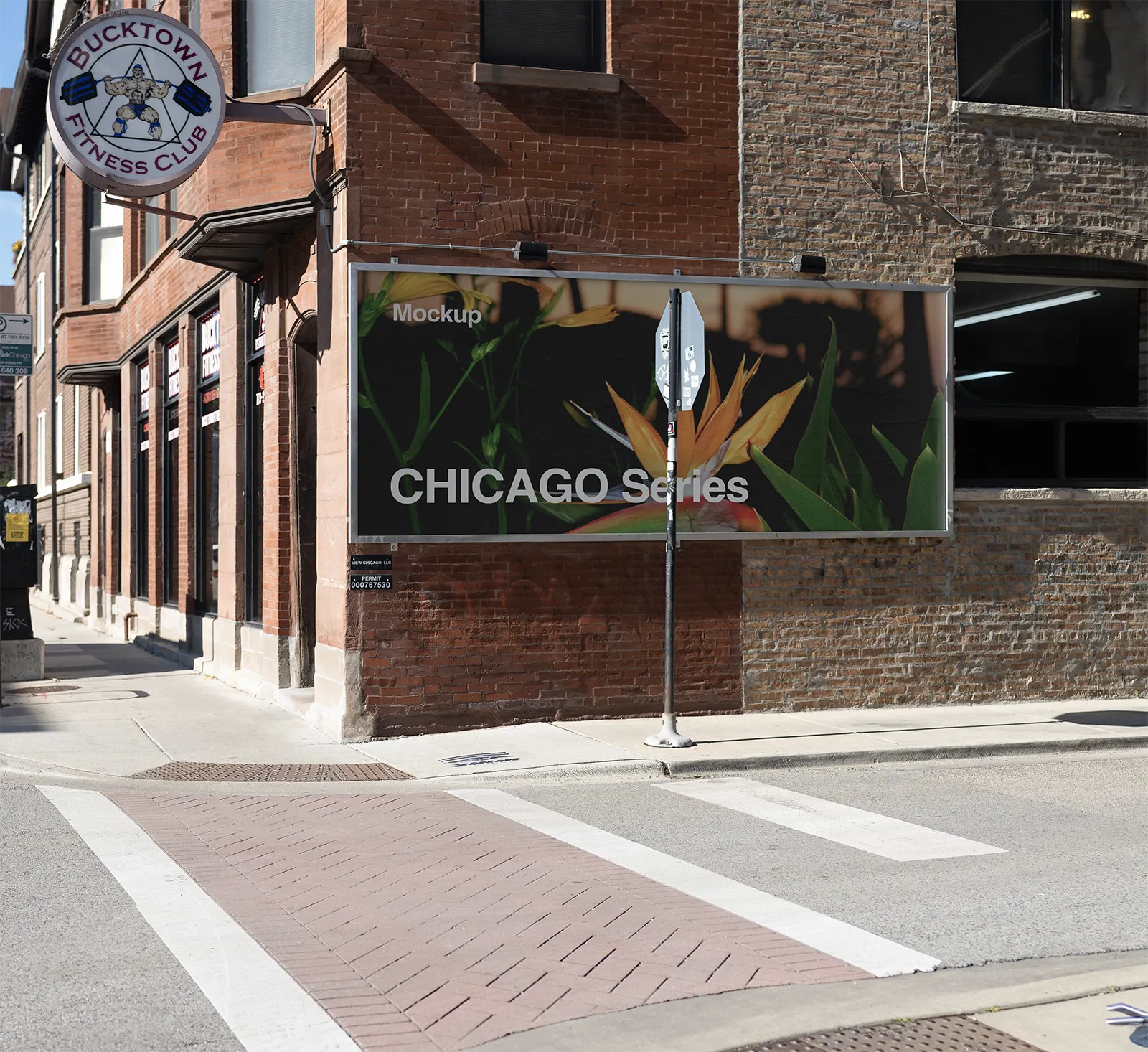 Billboard mockup in Chicago, United States - poster photoshop mockup for graphic design US23CHI0173