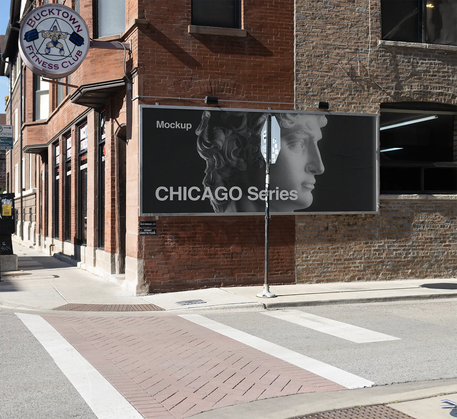Billboard mockup in Chicago, United States - poster photoshop mockup for graphic design US23CHI0173