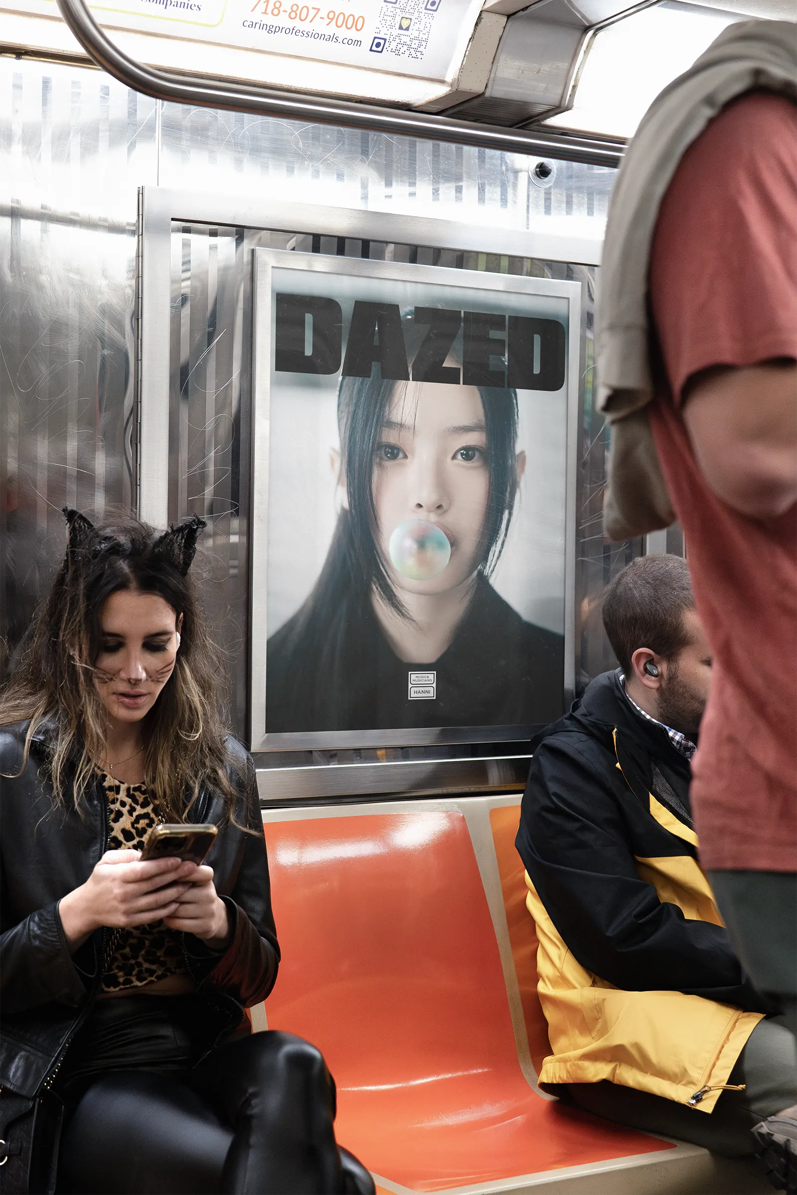 Poster billboard mockup in the New York City subway, Manhattan, United States - NY underground photoshop mockup for graphic design US23NY0215