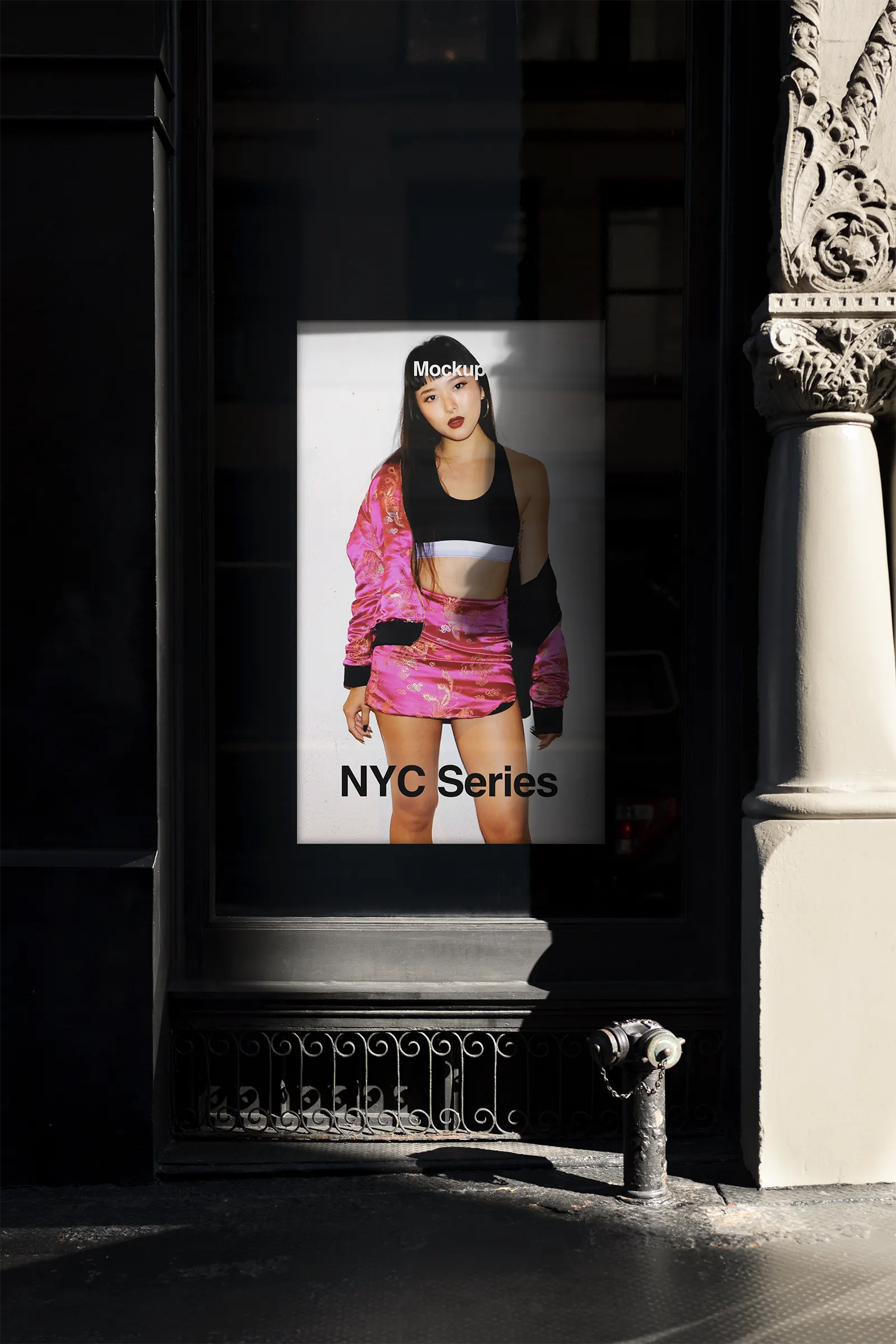 Storefront mockup in Soho, Manhattan, New york, United States - NY poster photoshop mockup for graphic design US23NY1259