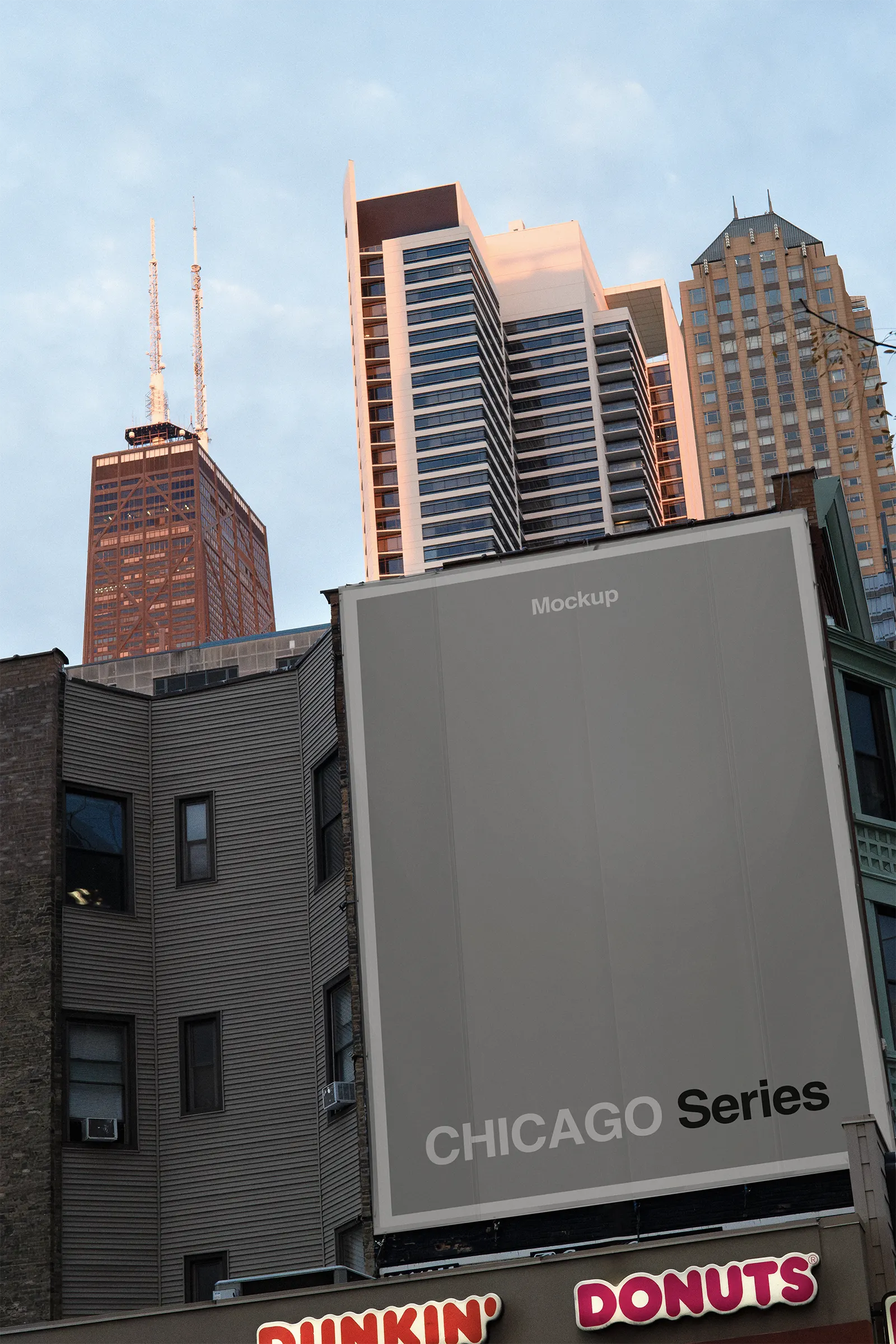 Banner mockup in Chicago, United States - billboard poster photoshop mockup for graphic design US23CHI0675