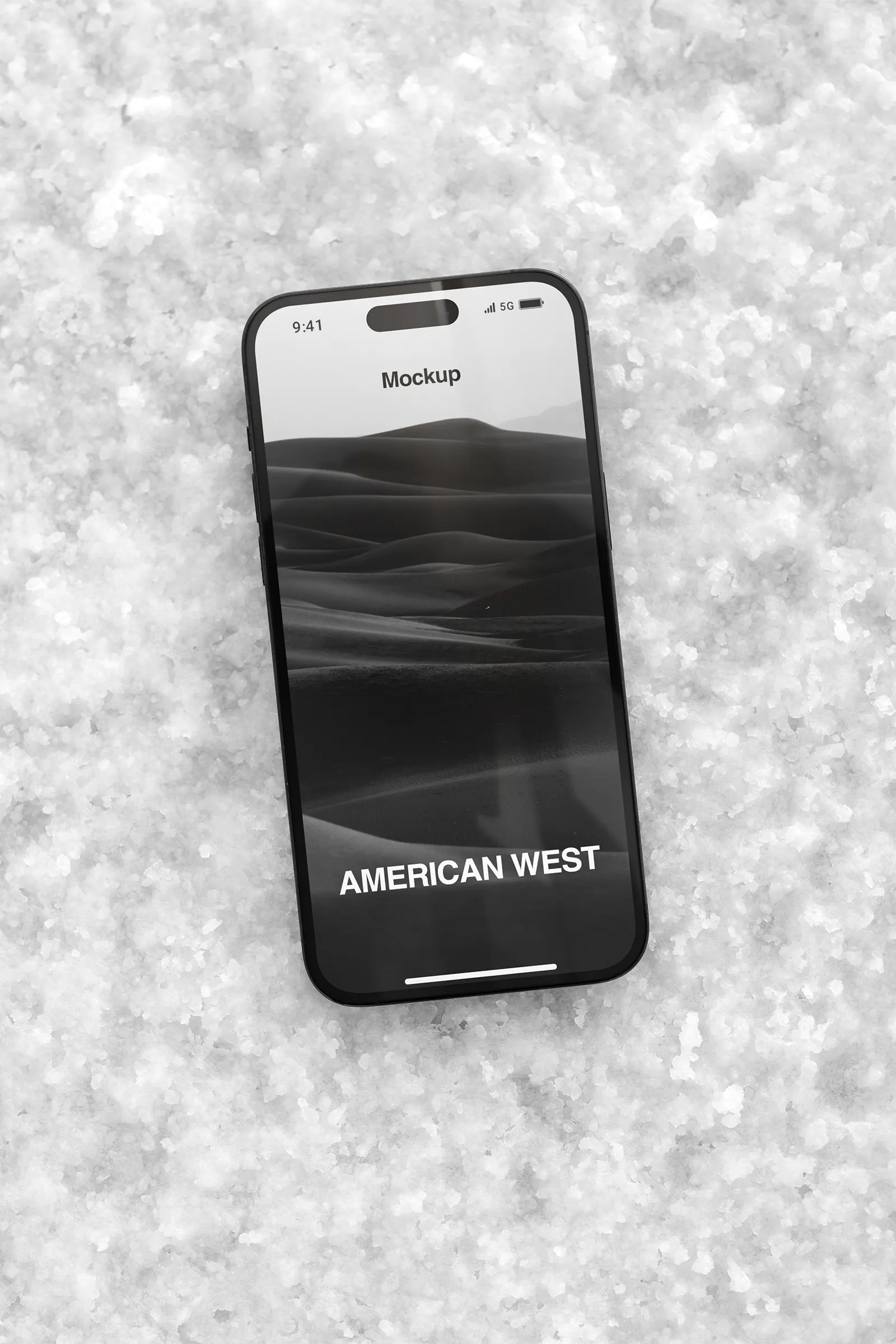 iPhone mockup on the ground in the Great Salt Lake desert of Utah, United States - phone mockup for graphic designers US23WEST0964