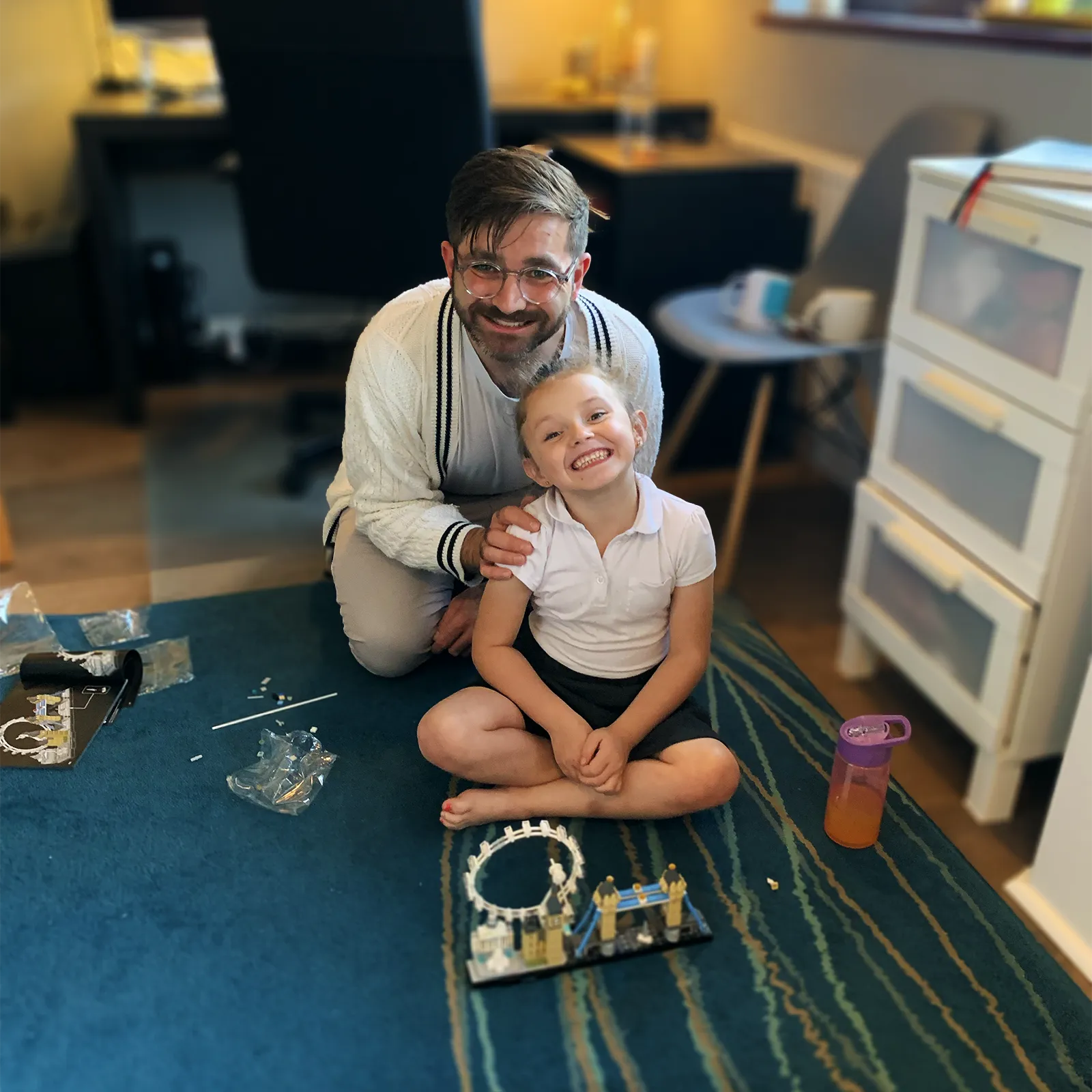 Me and my niece with our lego set.