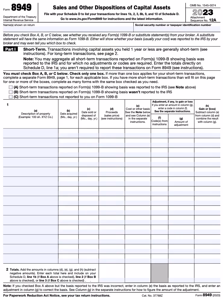 Form 8949 for crypto airdrop taxes