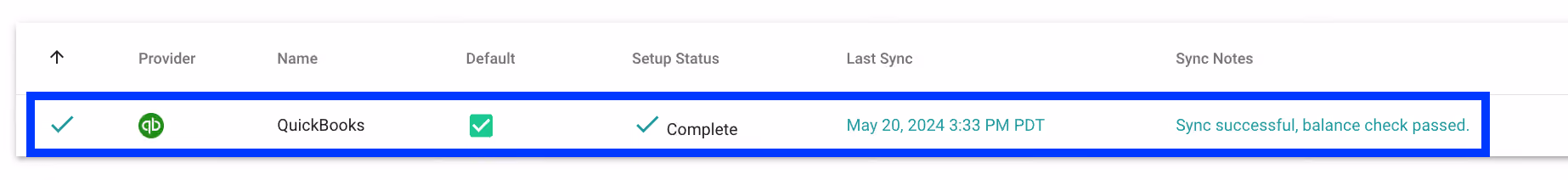 QuickBooks successfully conne
