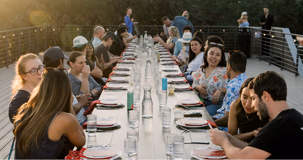 People are having a dinner
