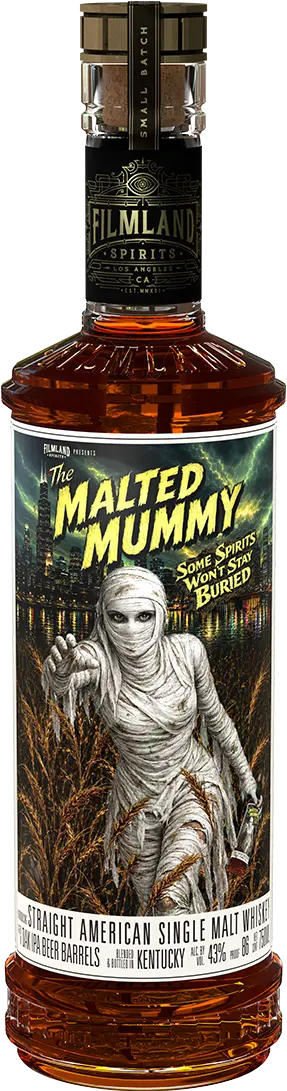 Bottle of The Malted Mummy American Single Malt Whiskey