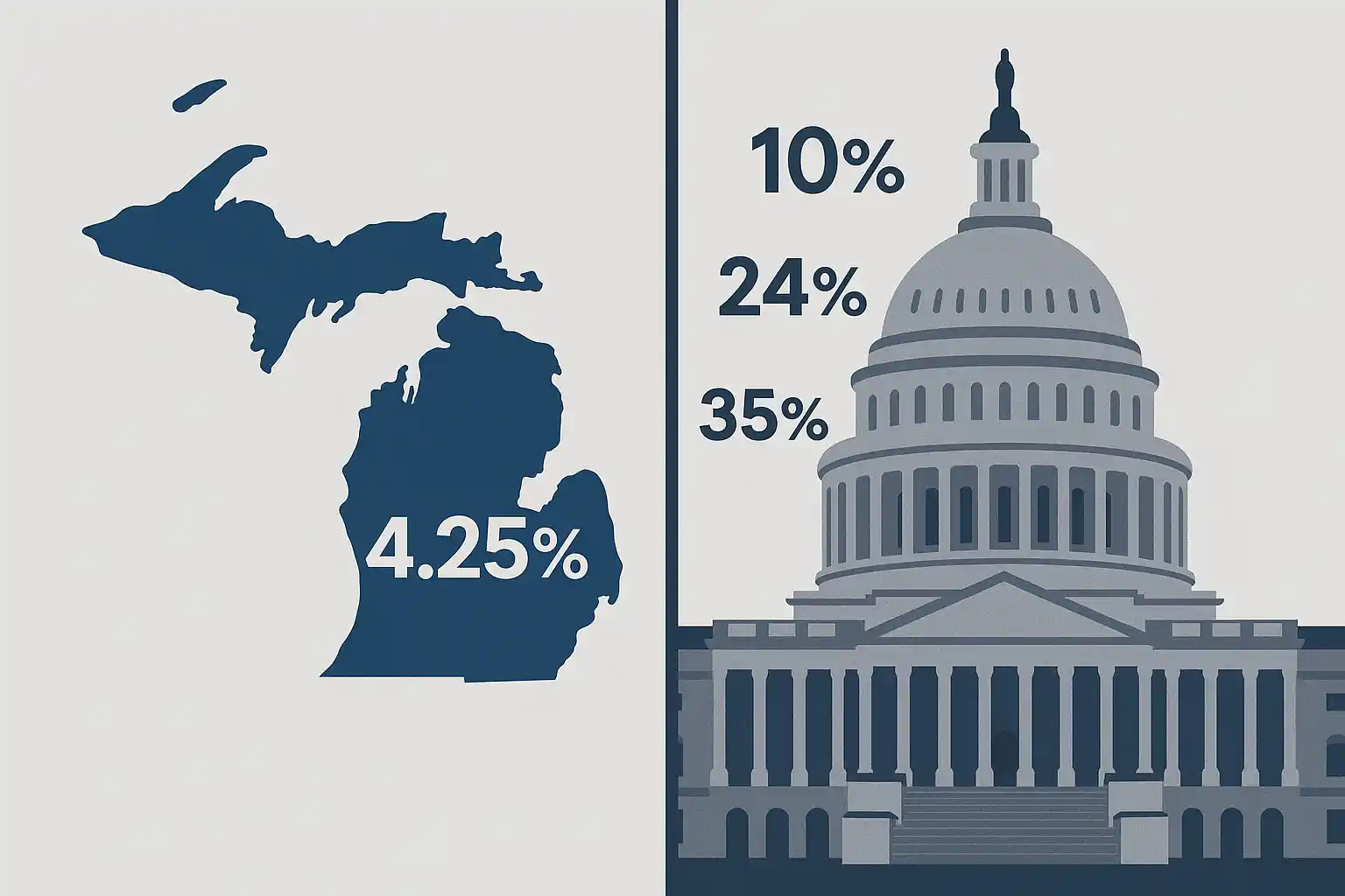 Michigan state and federal tax illustration showing dual tax obligations for land sales