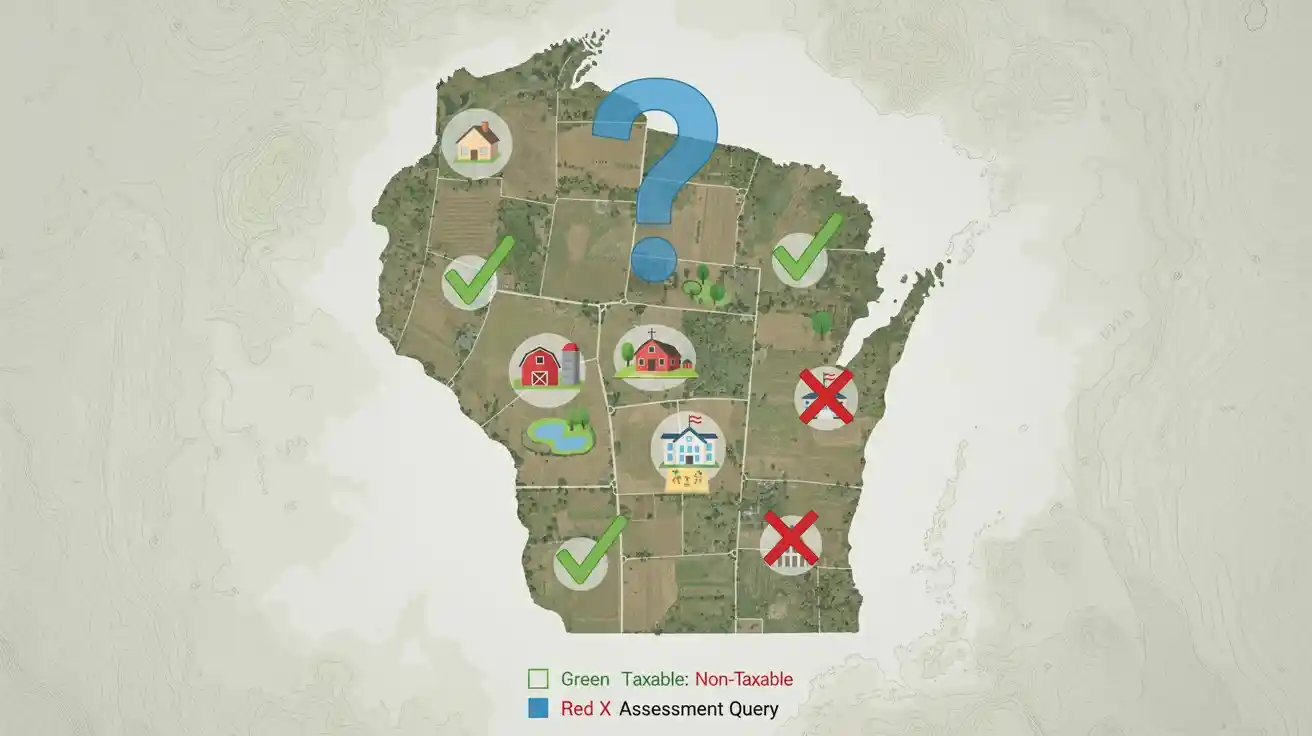 Wisconsin land sale taxable scenarios showing different property types and tax implications