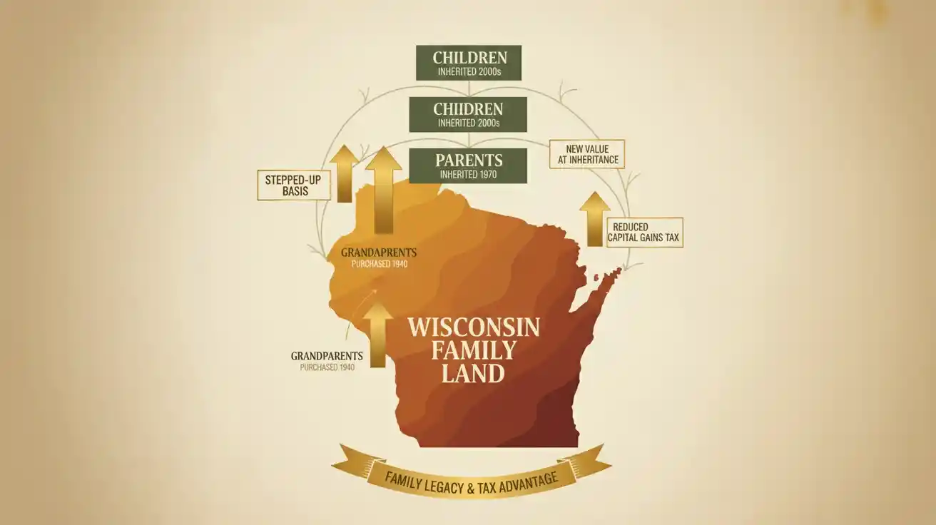 Wisconsin inherited land tax benefits showing step-up basis advantages for family property transfers