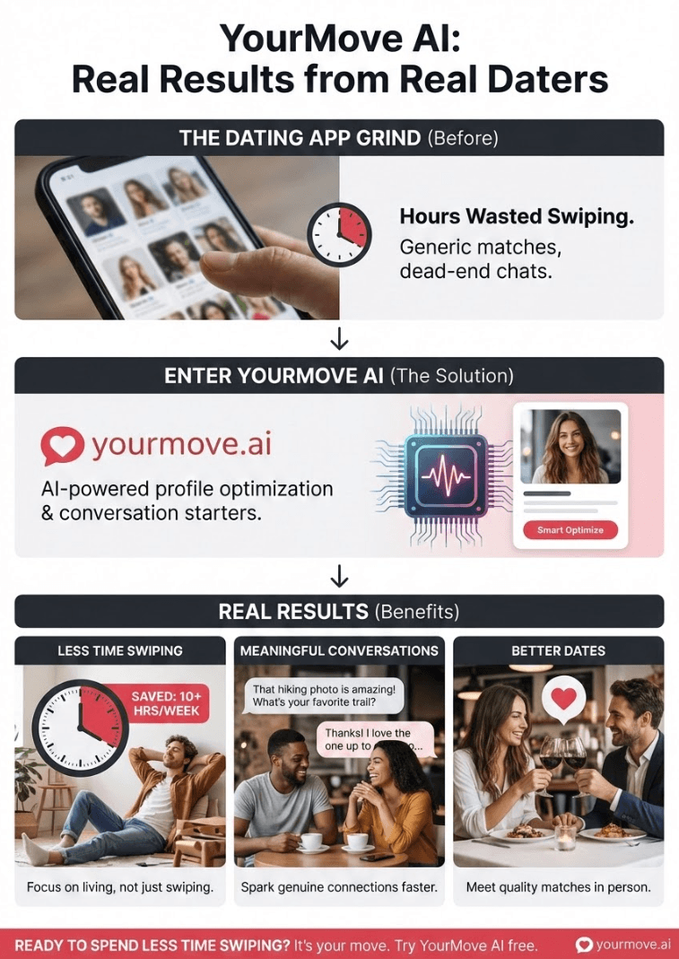 infographic of YourMove AI Reviews | Real Results from Real Daters
