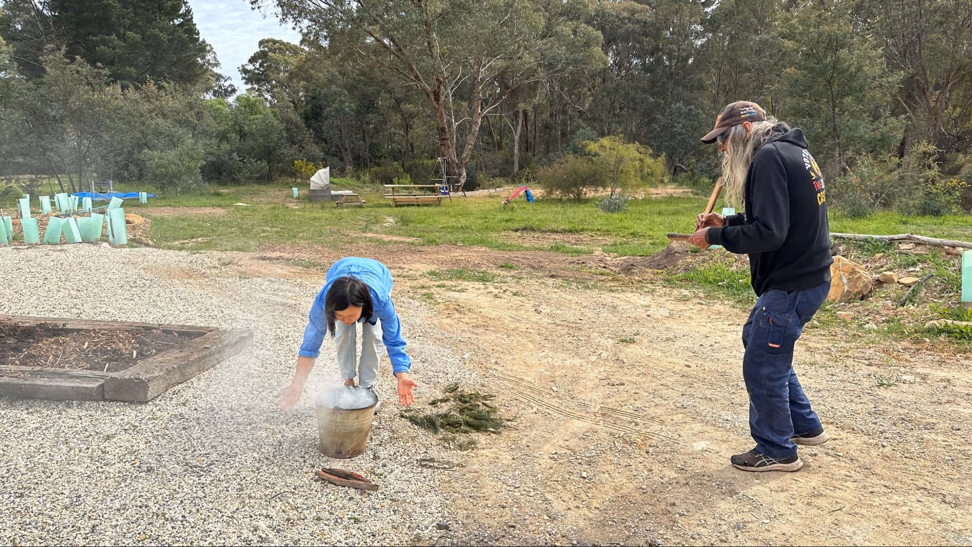 Harvey Off Site Strategy Day in Castlemaine, Oct 2024. We kicked off our strategic planning workshop with Dja Dja Wurrung Elder Uncle Rick doing Welcome to Country and smoke ceremony
