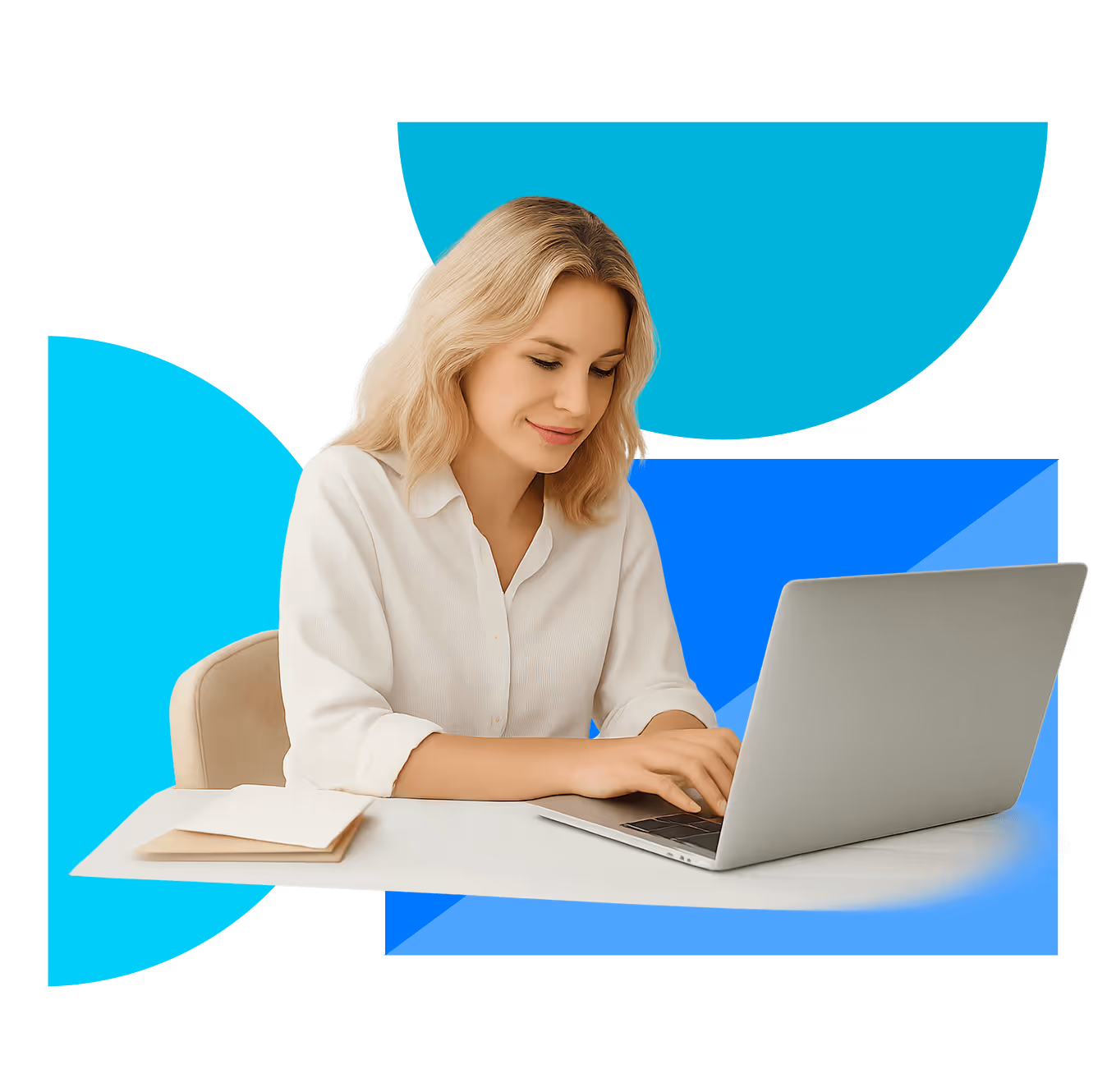 Blonde woman with laptop