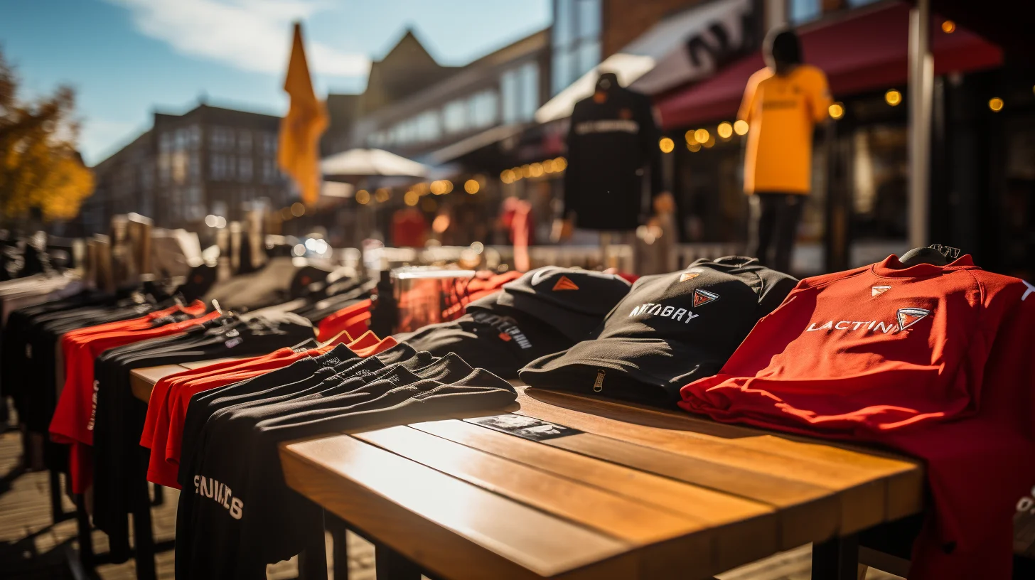 A group of people selling team merchandise to boost team spirit