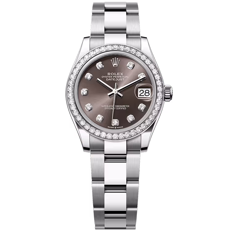 Rolex, Datejust 31, 278384RBR, Rhodium Diamond Dial, Stainless Steel, Diamond Bezel, Oyster Bracelet, 31mm