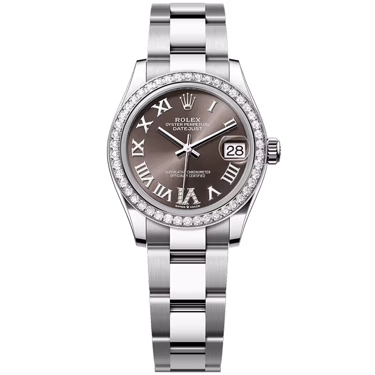 Rolex, Datejust 31, 278384RBR, Rhodium Roman Diamond Dial, Stainless Steel, Diamond Bezel, Oyster Bracelet, 31mm