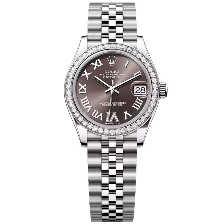 Rolex, Datejust 31, 278384RBR, Rhodium Roman Diamond Dial, Stainless Steel, Diamond Bezel, Jubilee Bracelet, 31mm