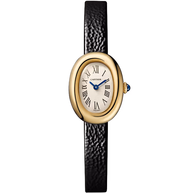 Cartier, Baignoire, WGBA0041, White Dial, Mini Model, Yellow Gold, Leather Bracelet, 25mm