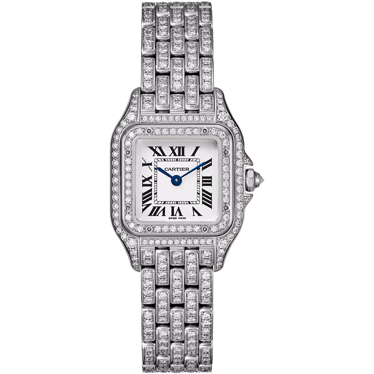 Cartier, Panthere, HPI01720, White Dial, Small Model, White Gold, Diamond Bezel, Diamond Bracelet, 30mm
