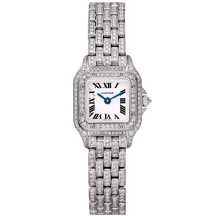 Cartier, Panthere, HPI01325, White Dial, Mini Model, White Gold, Diamond Bezel, Diamond Bracelet, 25mm