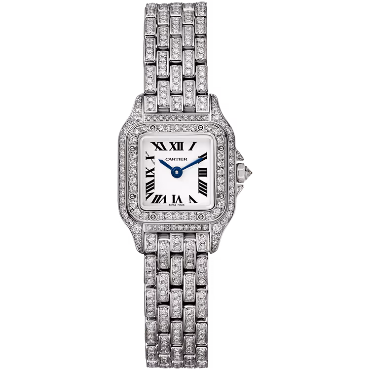 Cartier, Panthere, HPI01719, White Dial, Mini Model, White Gold, Diamond Bezel, Diamond Bracelet, 25mm
