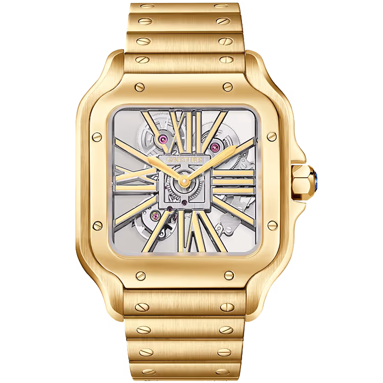 Cartier, Santos, WHSA0042, Skeleton Dial, Large Model, Yellow Gold, 40mm