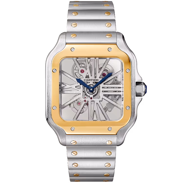Cartier, Santos, WHSA0019, Skeleton Dial, Large Model, Steel & Yellow Gold, 40mm