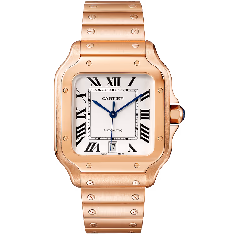 Cartier, Santos, WGSA0007, White Dial, Large Model, Rose Gold, 40mm
