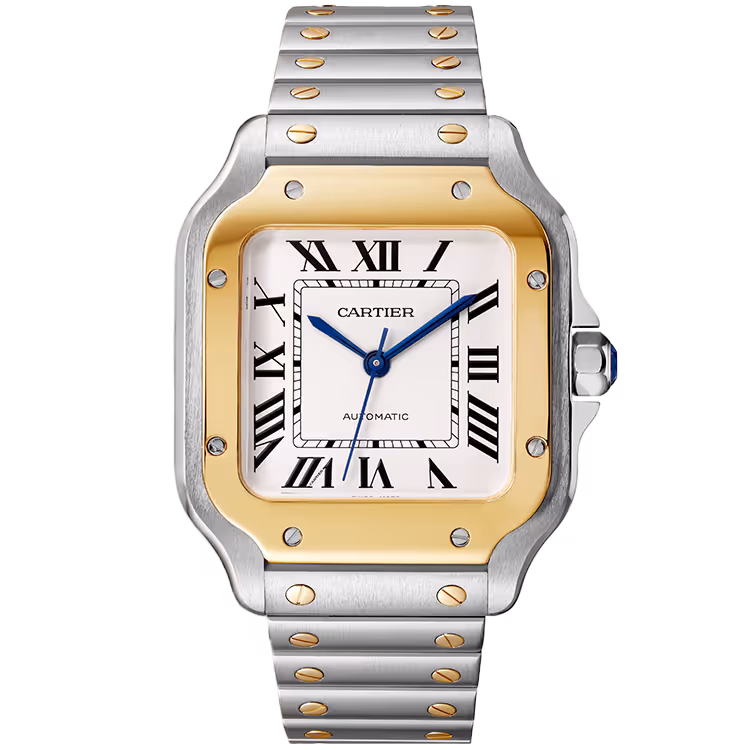 Cartier, Santos, W2SA0016, White Dial, Medium Model, Steel & Yellow Gold, 35mm